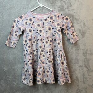 RuffleButts Dress Girls Size 5 Purple Floral Long Sleeve Tiered Ruffle Skirt